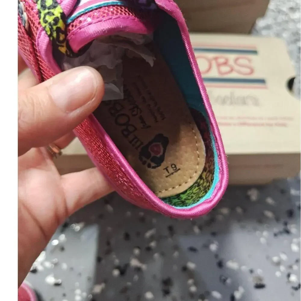Bobs‎ Skechers Sneakers Boardwalk Pink shimmer glitter leopard laces canvas US 9
